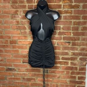 Backless sexy black dress